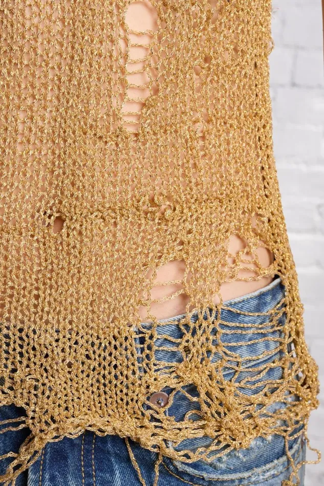 R13 Sweaters Women THREADBARE TANK TOP 8211 GOLD