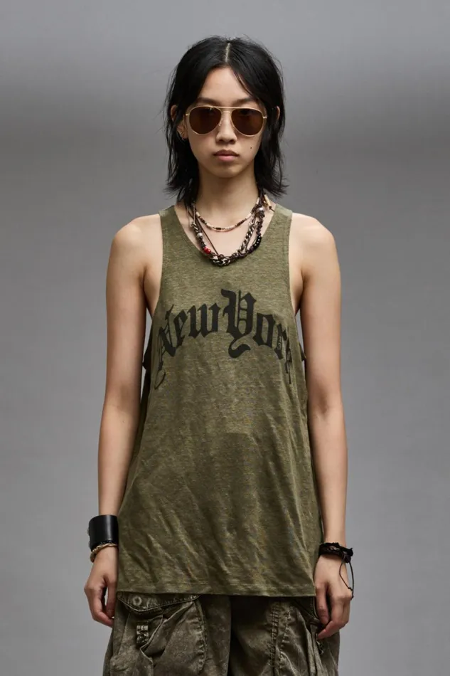 R13 TShirts Women NEW YORK RELAXED TANK 8211 OLIVE