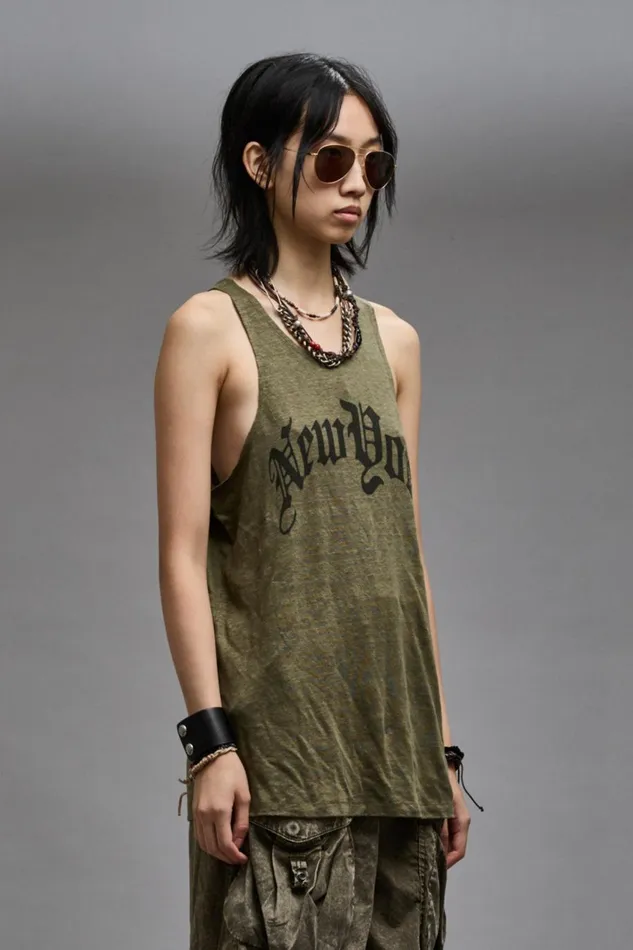 R13 TShirts Women NEW YORK RELAXED TANK 8211 OLIVE
