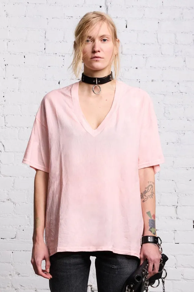 R13 TShirts Women RELAXED VNECK T 8211 LIGHT PINK