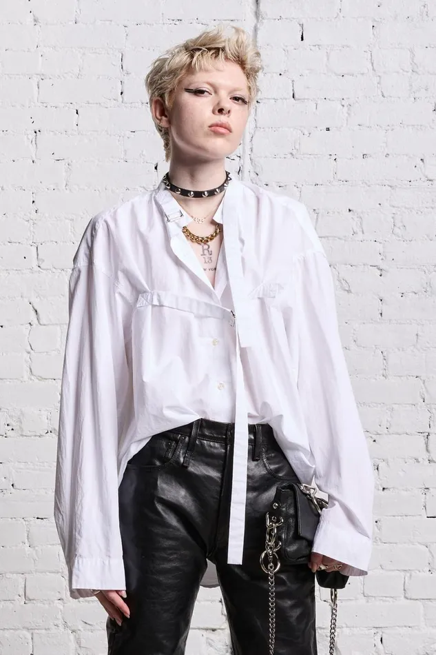 R13 Tops Women BELTED BUTTONUP 8211 WHITE