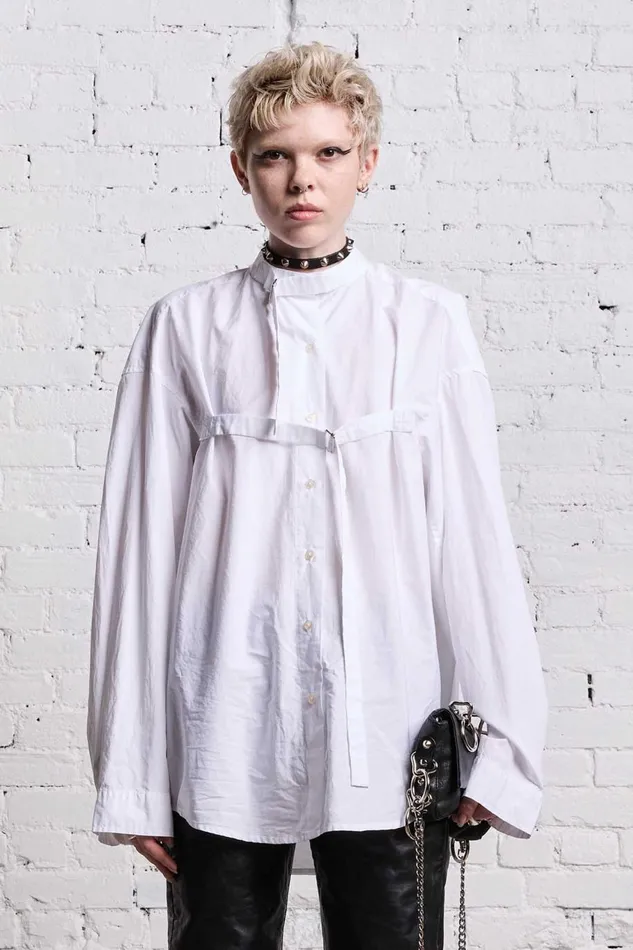 R13 Tops Women BELTED BUTTONUP 8211 WHITE