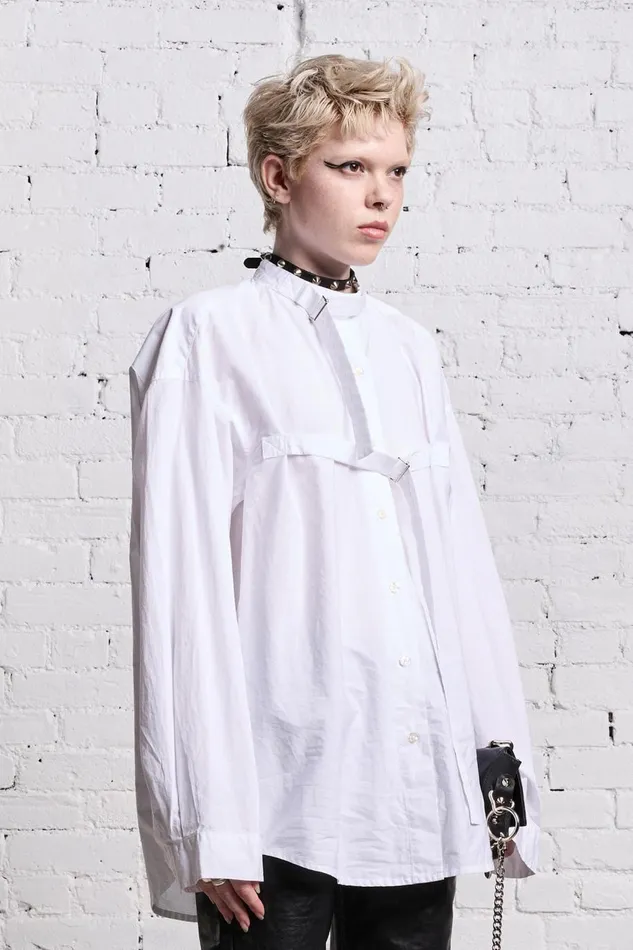 R13 Tops Women BELTED BUTTONUP 8211 WHITE