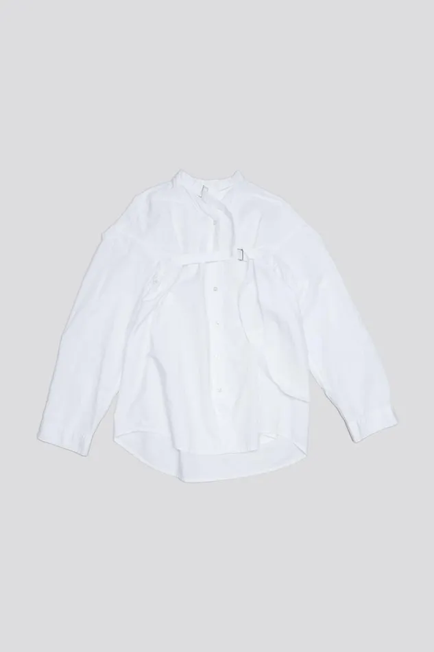 R13 Tops Women BELTED BUTTONUP 8211 WHITE