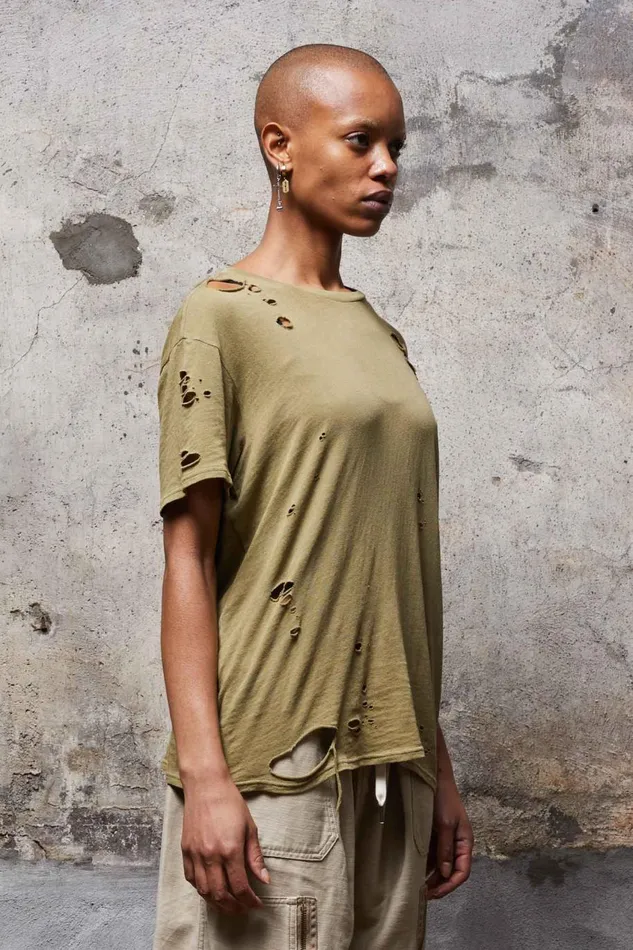 R13 Tops Women DESTROYED BOY T 8211 LIGHT GREEN