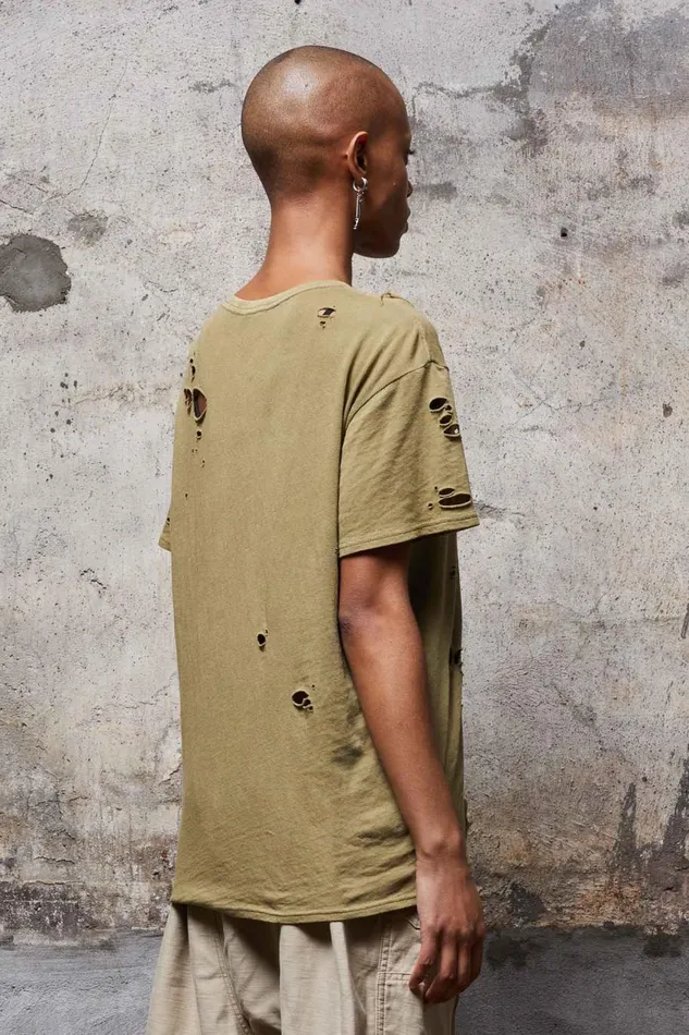 R13 Tops Women DESTROYED BOY T 8211 LIGHT GREEN