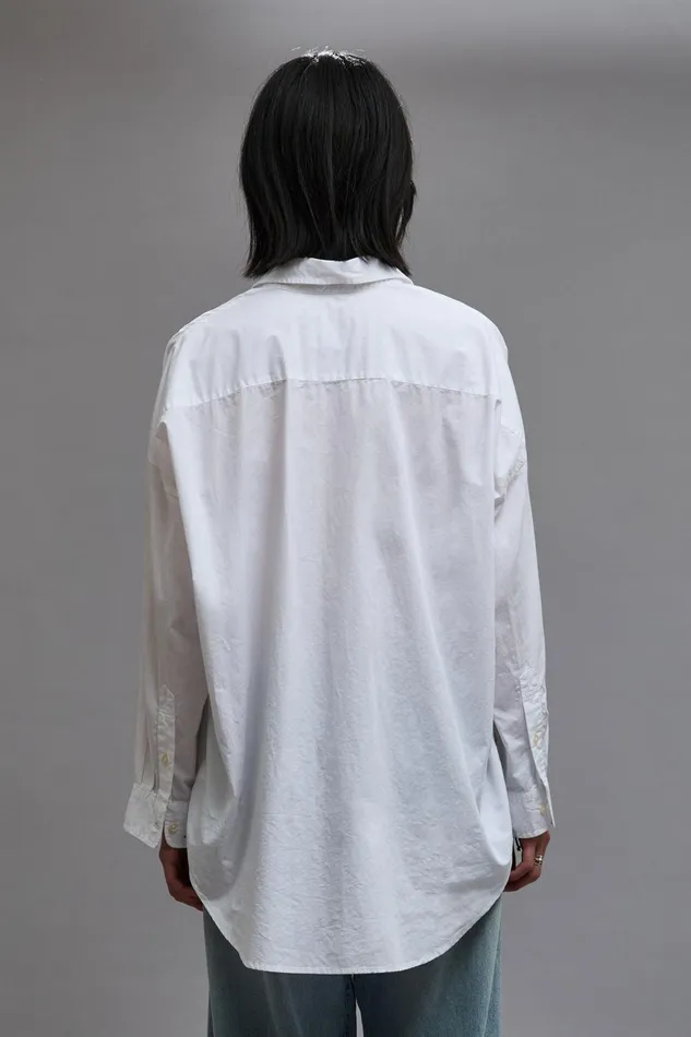 R13 Tops Women Drop Neck Oxford Shirt White Denim