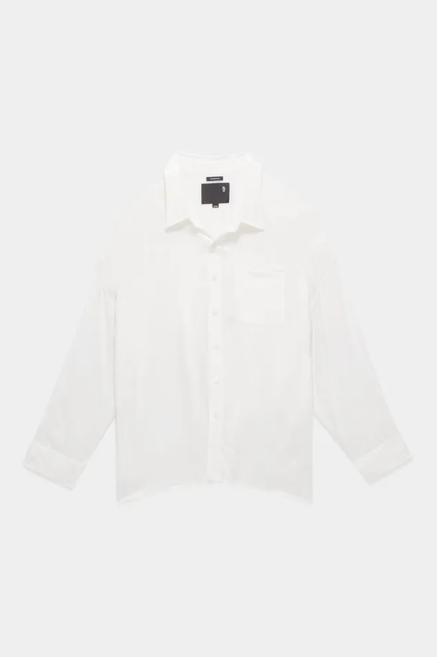 R13 Tops Women Drop Neck Oxford Shirt White Denim