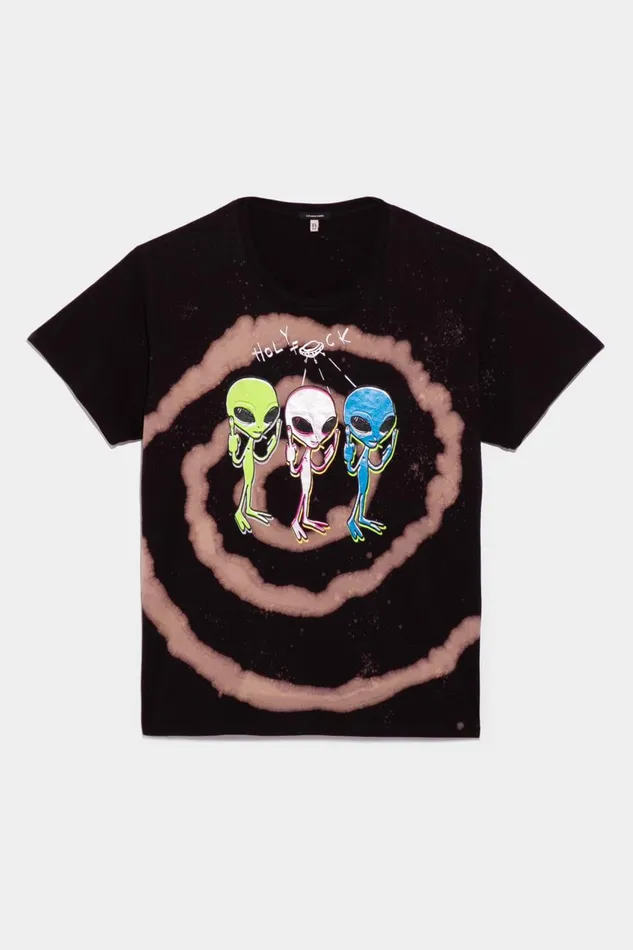 R13 Tops Women Holy Fck Boy T 8211 Black Swirl Denim