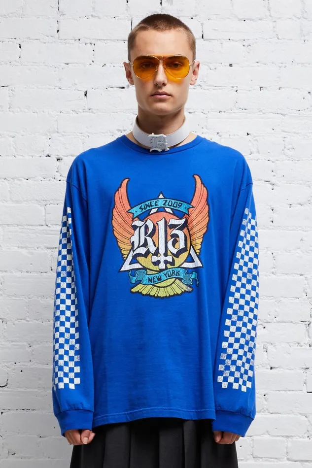 R13 Tops Women SKATE LONG SLEEVE T 8211 BLUE
