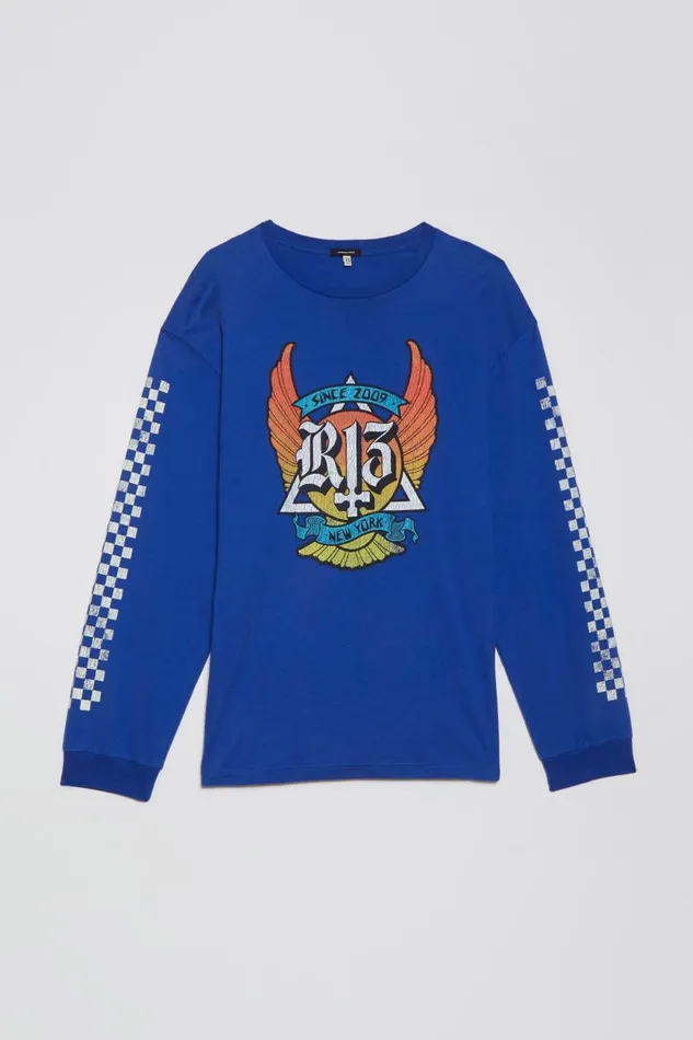 R13 Tops Women SKATE LONG SLEEVE T 8211 BLUE