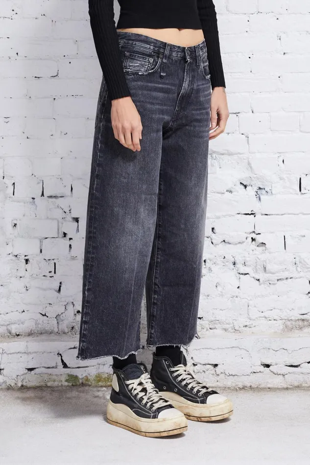 R13 Wide Leg Women ANKLED D039ARCY JEAN 8211 EVERIT BLACK