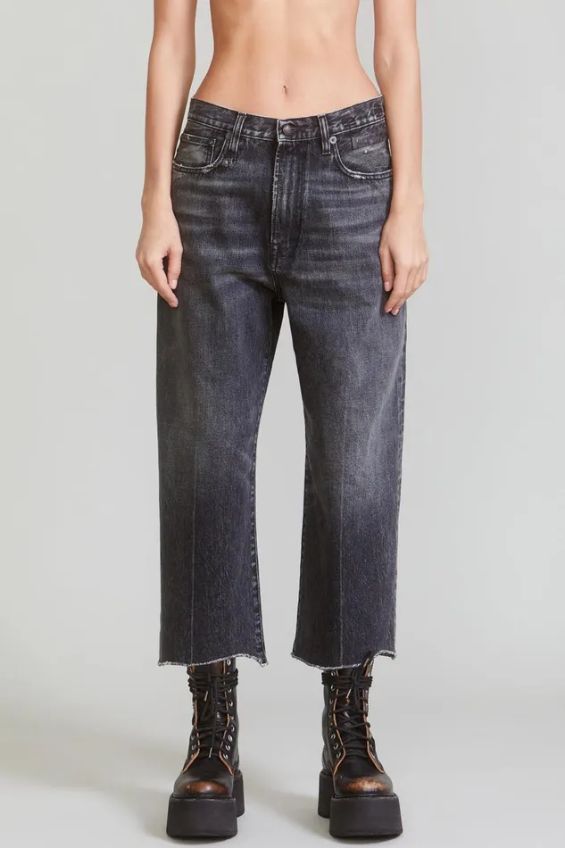 R13 Wide Leg Women ANKLED D039ARCY JEAN 8211 EVERIT BLACK