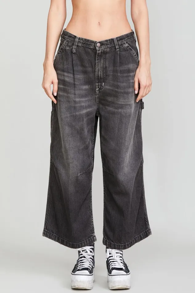 R13 Wide Leg Women CROPPED WIDELEG CARPENTER PANT 8211 ELLERY BLACK