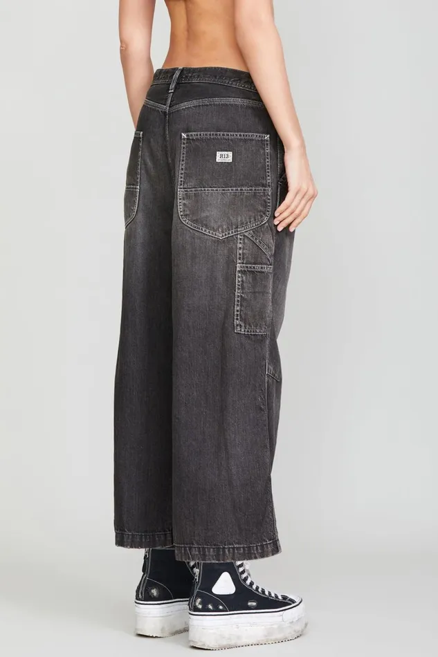 R13 Wide Leg Women CROPPED WIDELEG CARPENTER PANT 8211 ELLERY BLACK