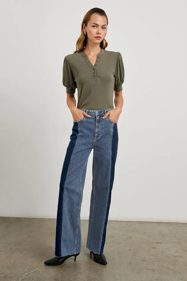 Rails Denim Women GETTY PANELED WIDE LEG Twilight Shadow