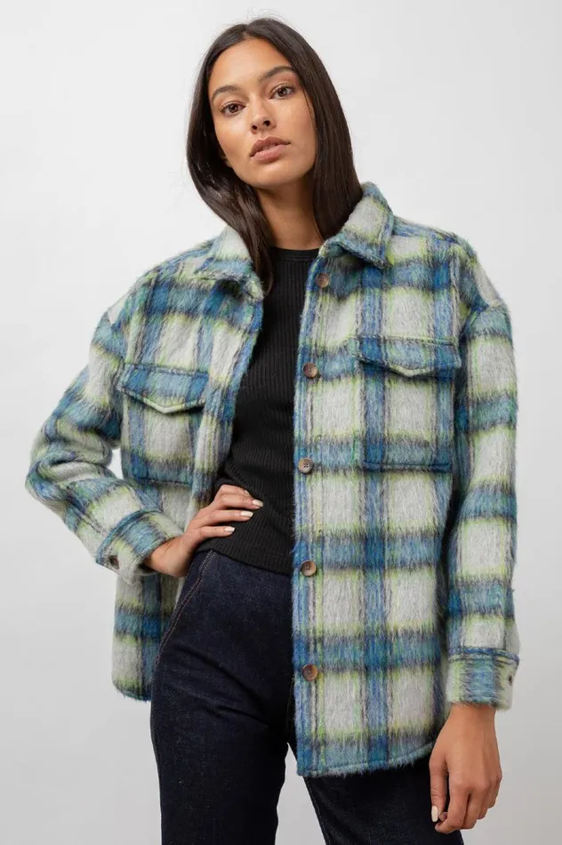 Rails Jackets and Coats Women TURNER SHIRT JACKET Cobalt Lime Smoke