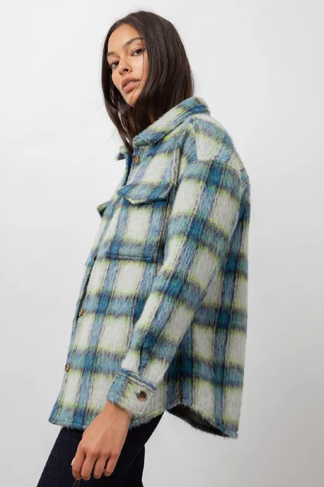 Rails Jackets and Coats Women TURNER SHIRT JACKET Cobalt Lime Smoke