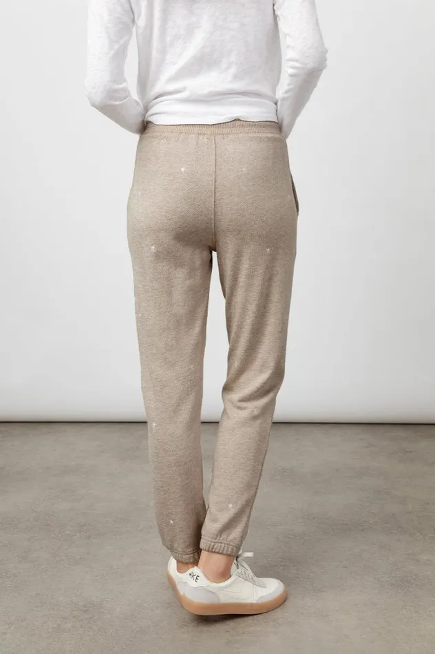 Rails Pants and Shorts Women KINGSTON SWEATPANT Heather Brown Embroidered Stars