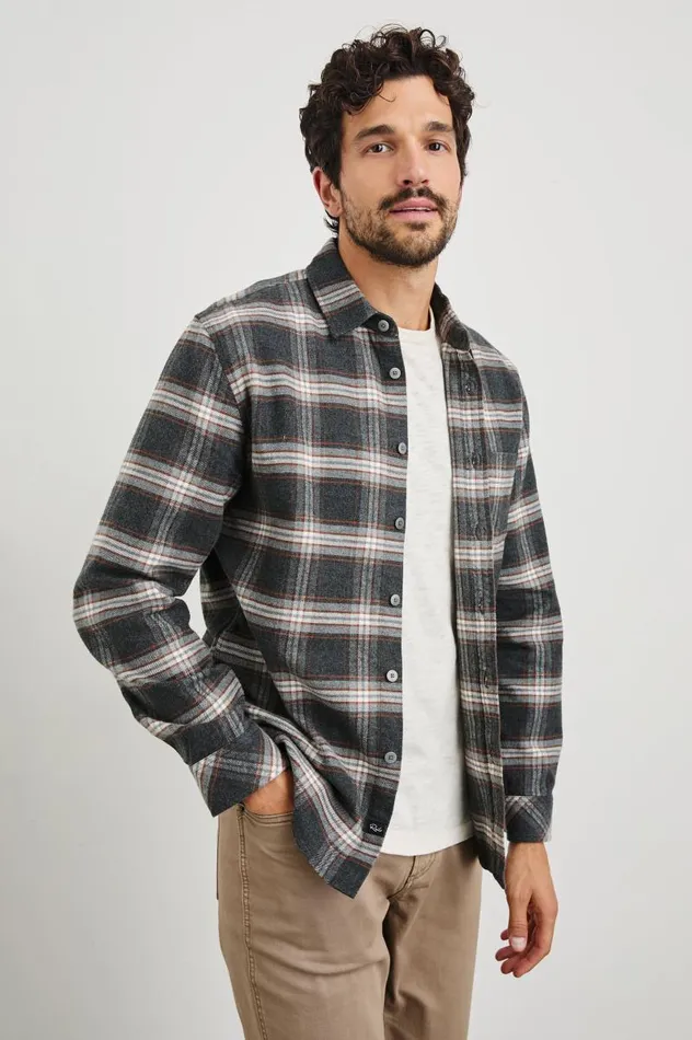 Rails Shirts Men FORREST SHIRT Charcoal Tumeric