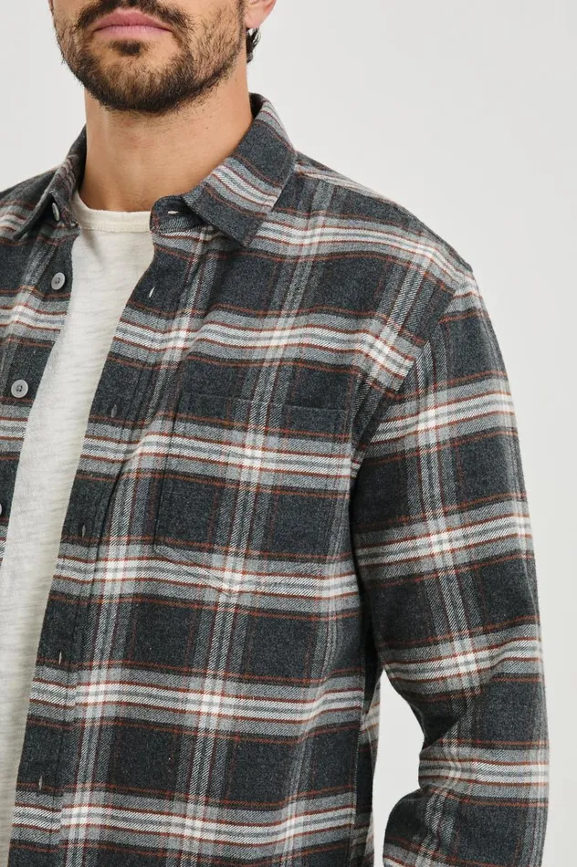 Rails Shirts Men FORREST SHIRT Charcoal Tumeric