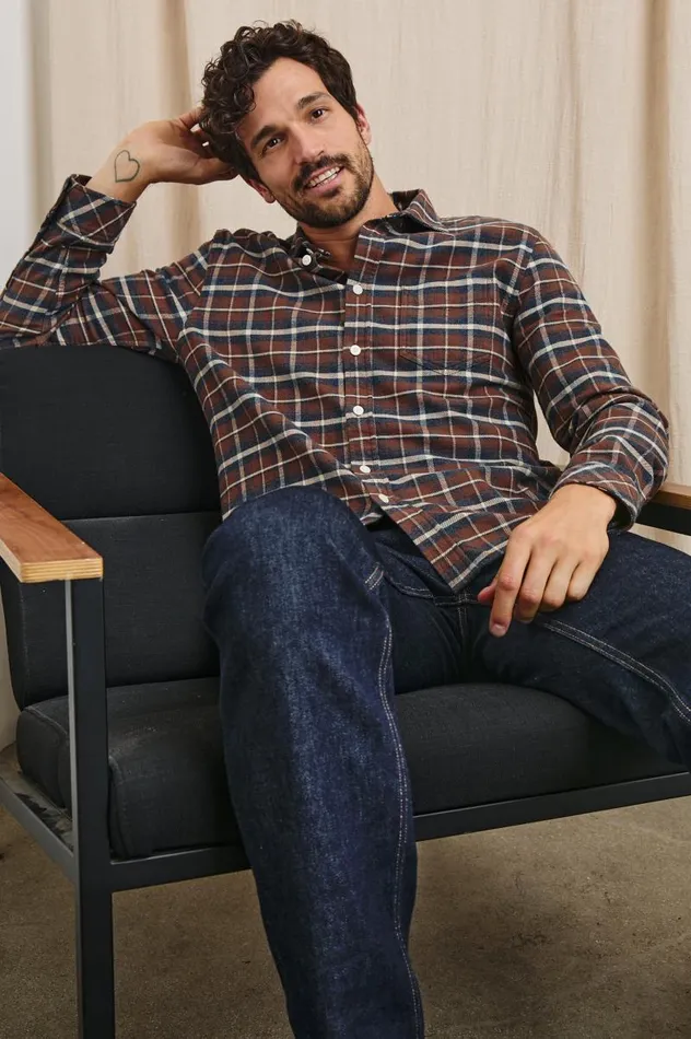 Rails Shirts Men FORREST SHIRT Hickory Blue Melange