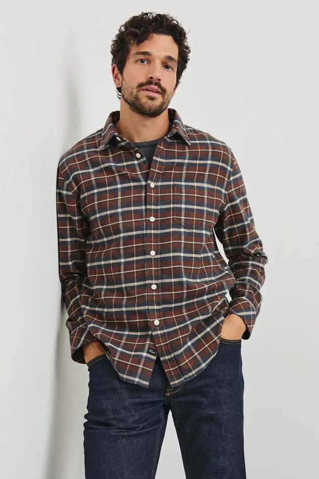 Rails Shirts Men FORREST SHIRT Hickory Blue Melange