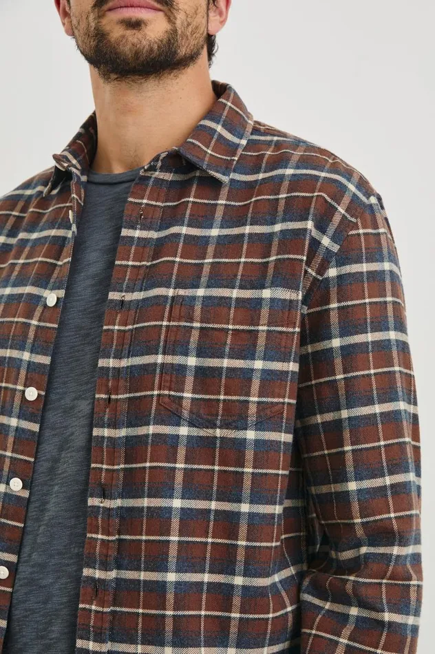 Rails Shirts Men FORREST SHIRT Hickory Blue Melange