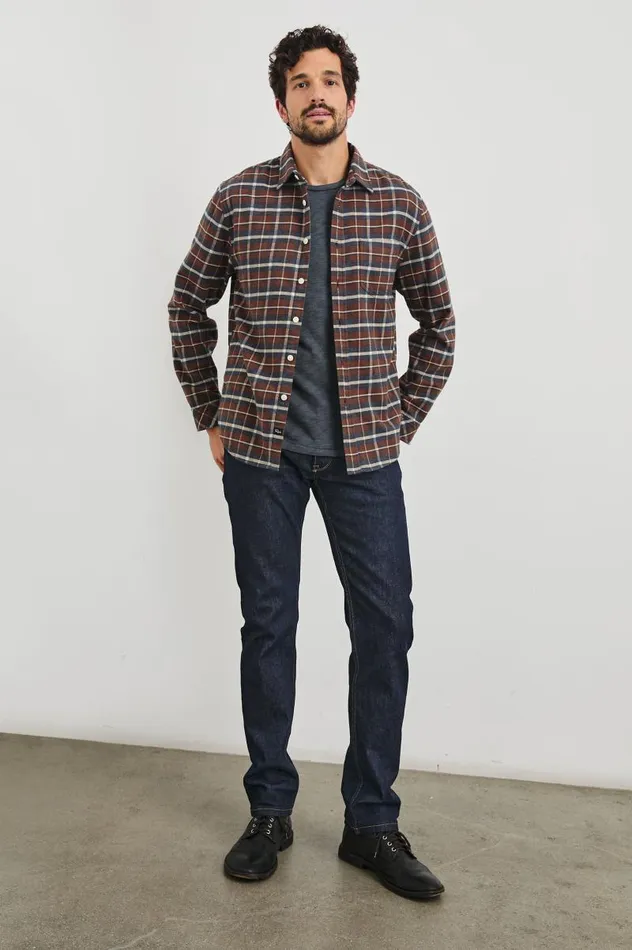 Rails Shirts Men FORREST SHIRT Hickory Blue Melange