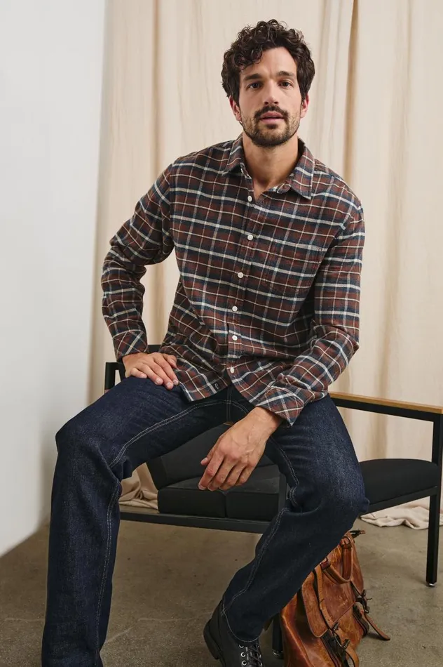 Rails Shirts Men FORREST SHIRT Hickory Blue Melange