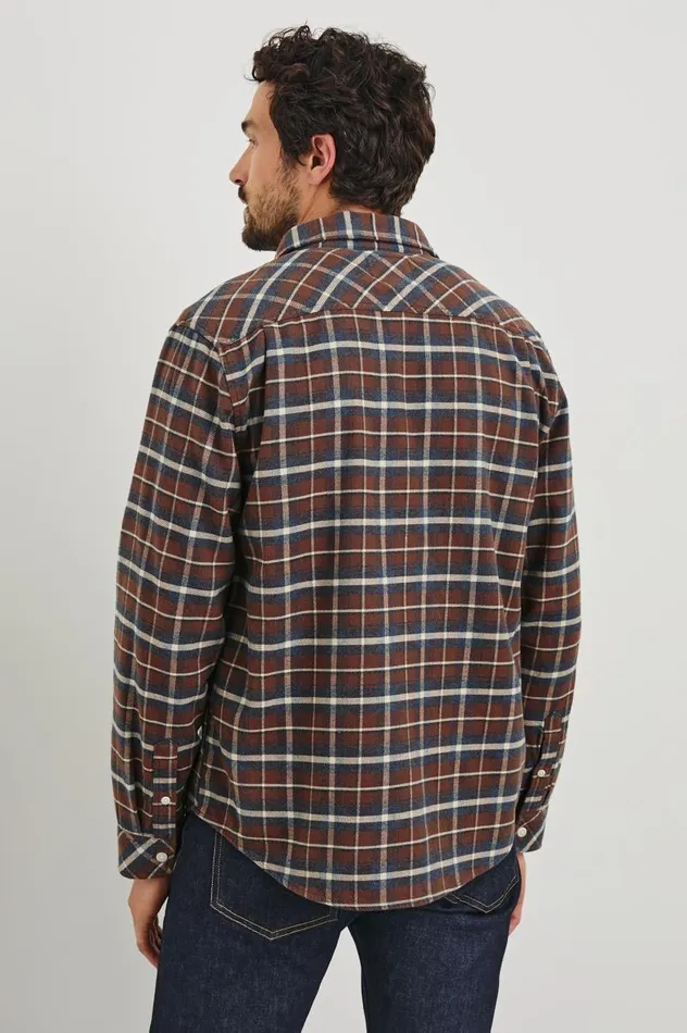 Rails Shirts Men FORREST SHIRT Hickory Blue Melange