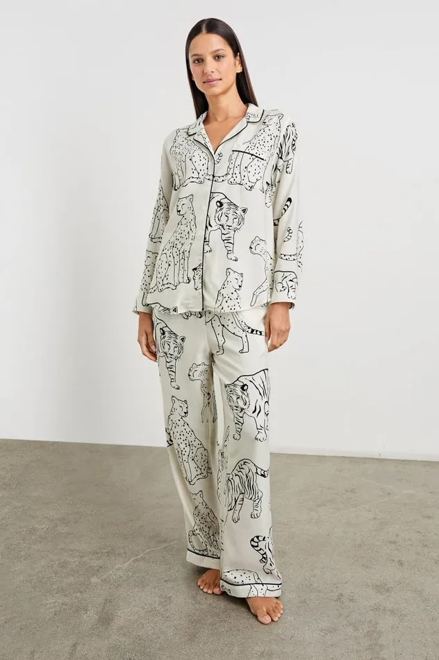 Rails Sleepwear and Lounge Women LUNA PAJAMA SET Ivory Jungle Cats