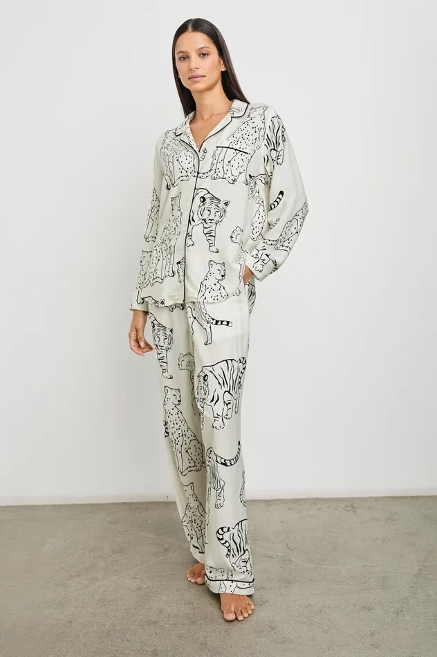 Rails Sleepwear and Lounge Women LUNA PAJAMA SET Ivory Jungle Cats