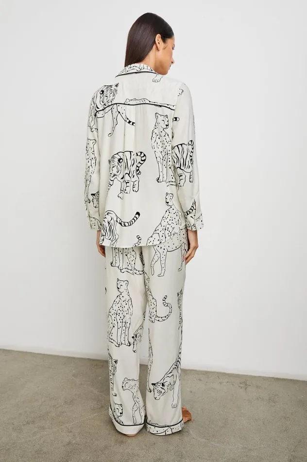 Rails Sleepwear and Lounge Women LUNA PAJAMA SET Ivory Jungle Cats