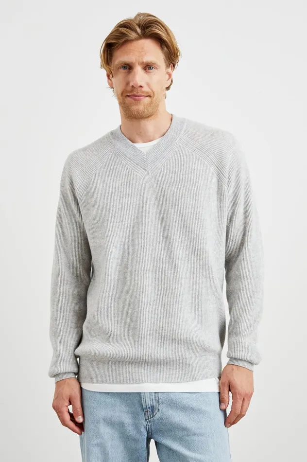 Rails Sweaters Men ANSEL SWEATER Grey Melange