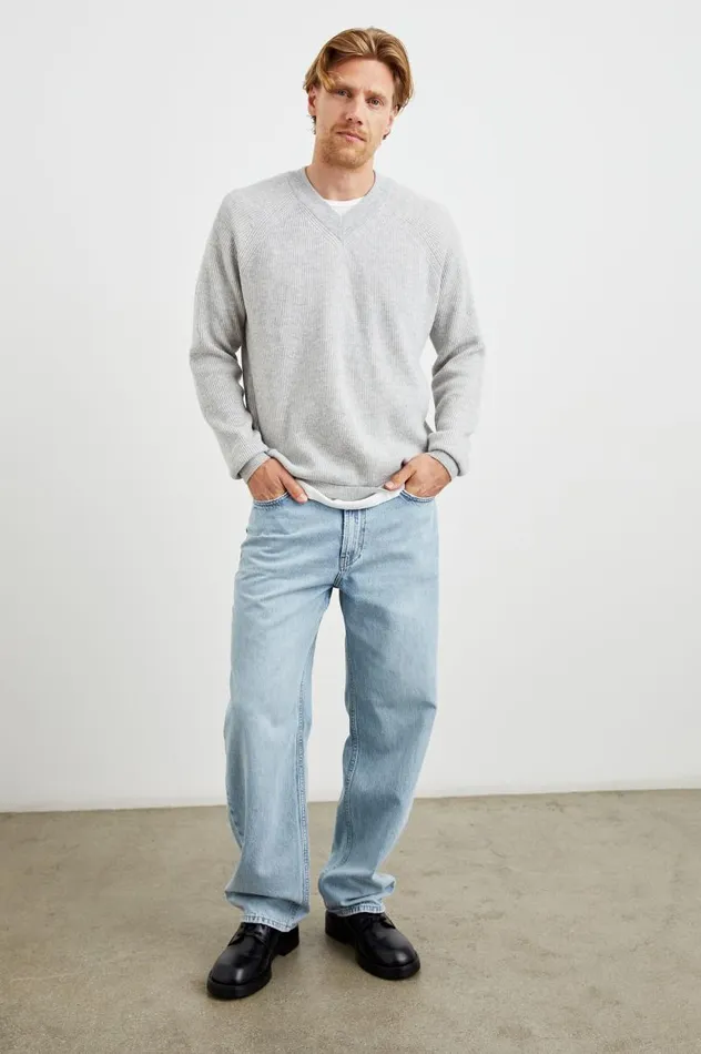 Rails Sweaters Men ANSEL SWEATER Grey Melange