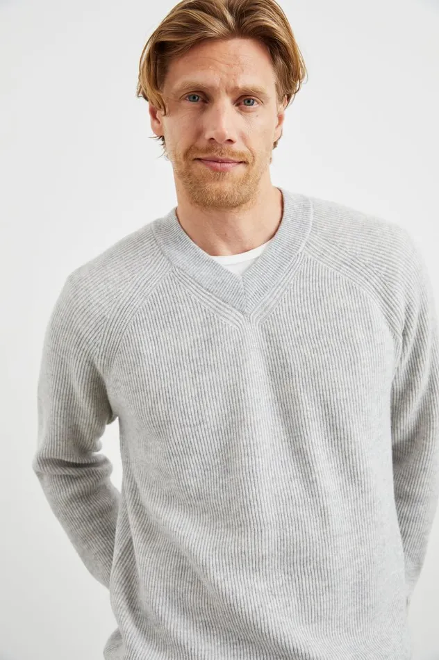 Rails Sweaters Men ANSEL SWEATER Grey Melange