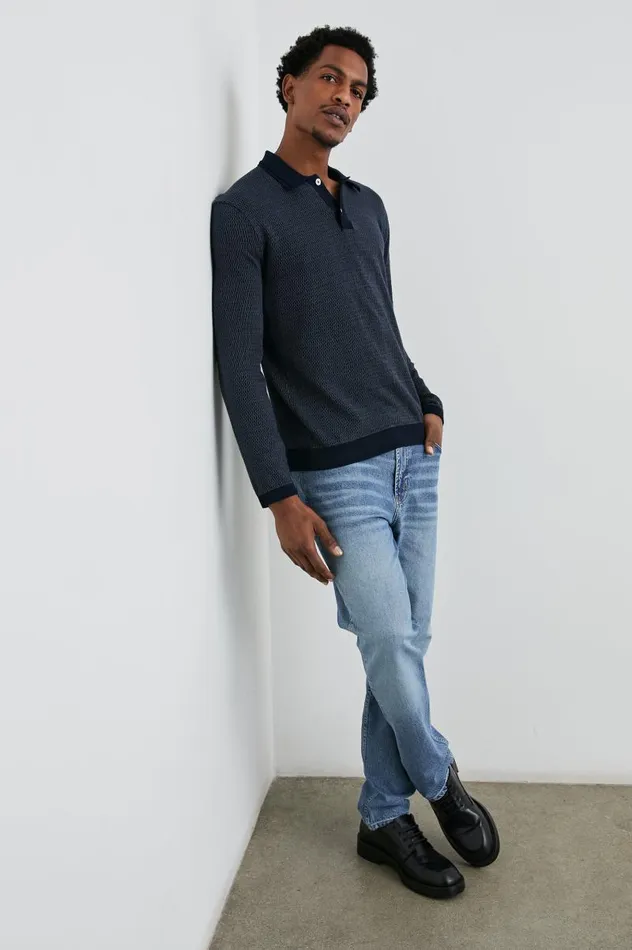 Rails Sweaters Men GREENWICH SWEATER Navy Broquade