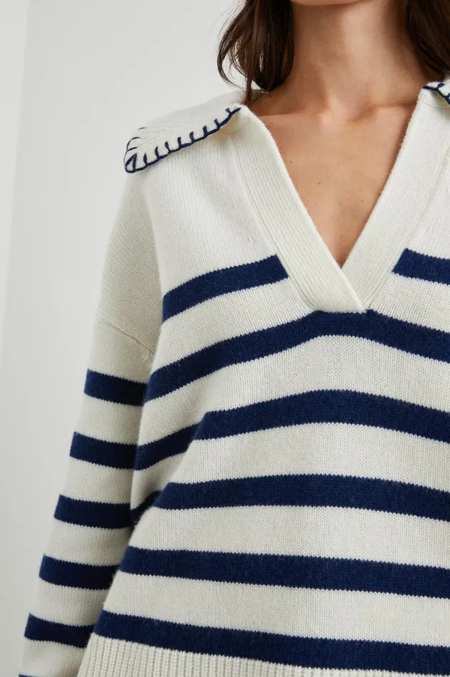 Rails Sweaters Women ATHENA SWEATER Ivory Navy Stripe