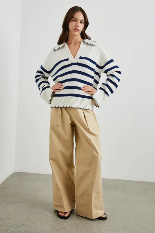 Rails Sweaters Women ATHENA SWEATER Ivory Navy Stripe