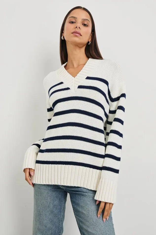 Rails Sweaters Women PENNY SWEATER Ivory Navy Stripe