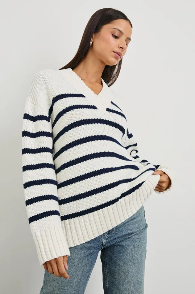 Rails Sweaters Women PENNY SWEATER Ivory Navy Stripe