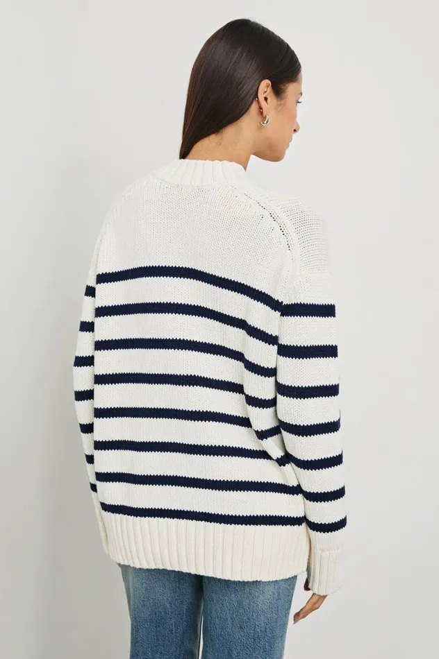 Rails Sweaters Women PENNY SWEATER Ivory Navy Stripe