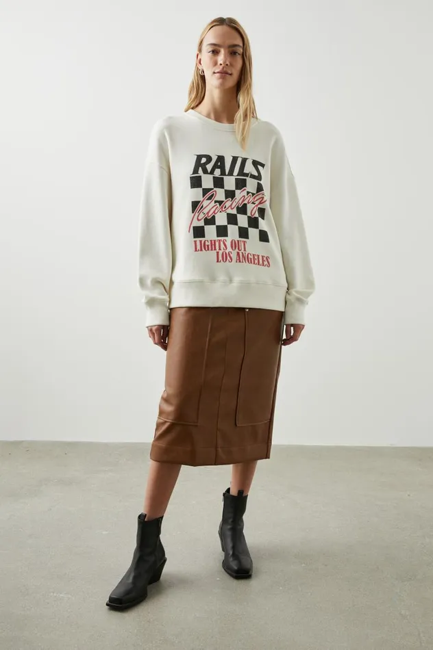 Rails Sweaters Women RELAXED CREW SWEATSHIRT Ivory Rails Racing