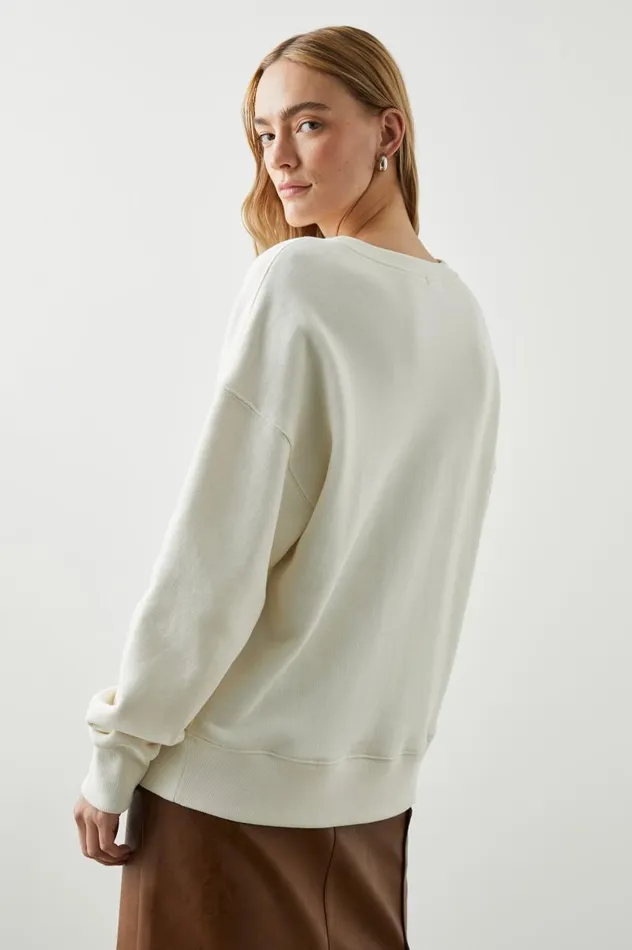 Rails Sweaters Women RELAXED CREW SWEATSHIRT Ivory Rails Racing