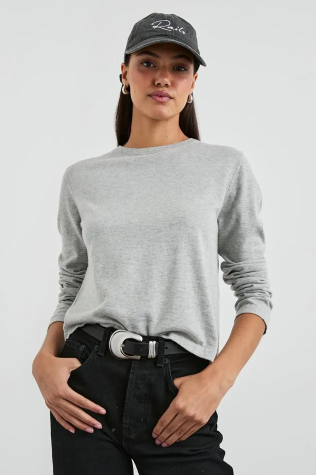 Rails Tops Women COTTON CASHMERE LONG SLEEVE TEE Heather Grey