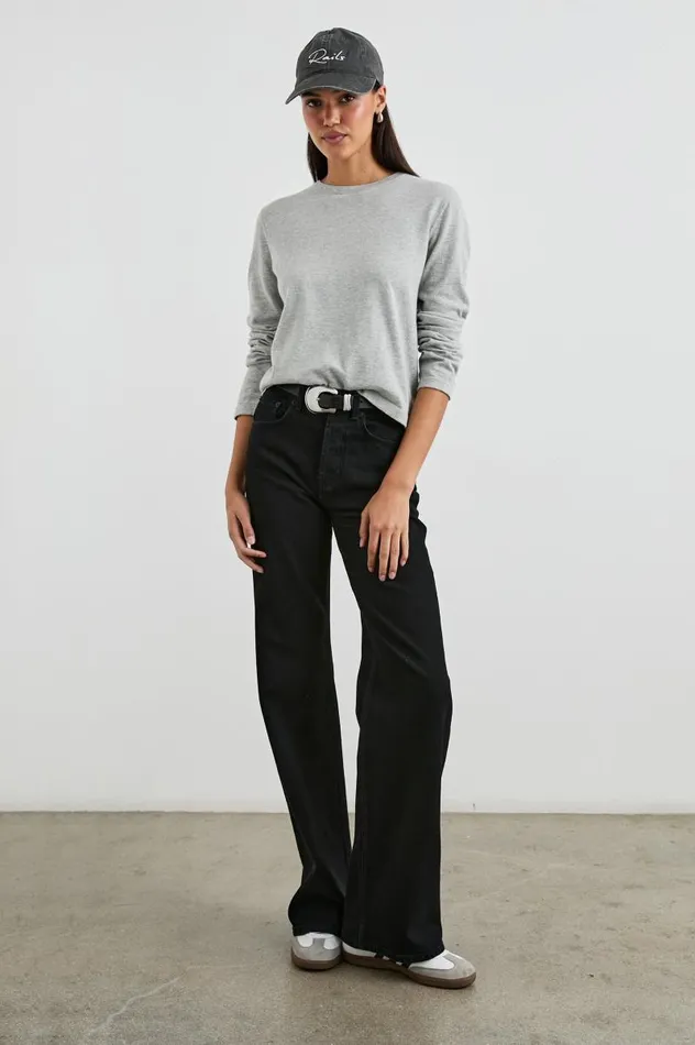 Rails Tops Women COTTON CASHMERE LONG SLEEVE TEE Heather Grey