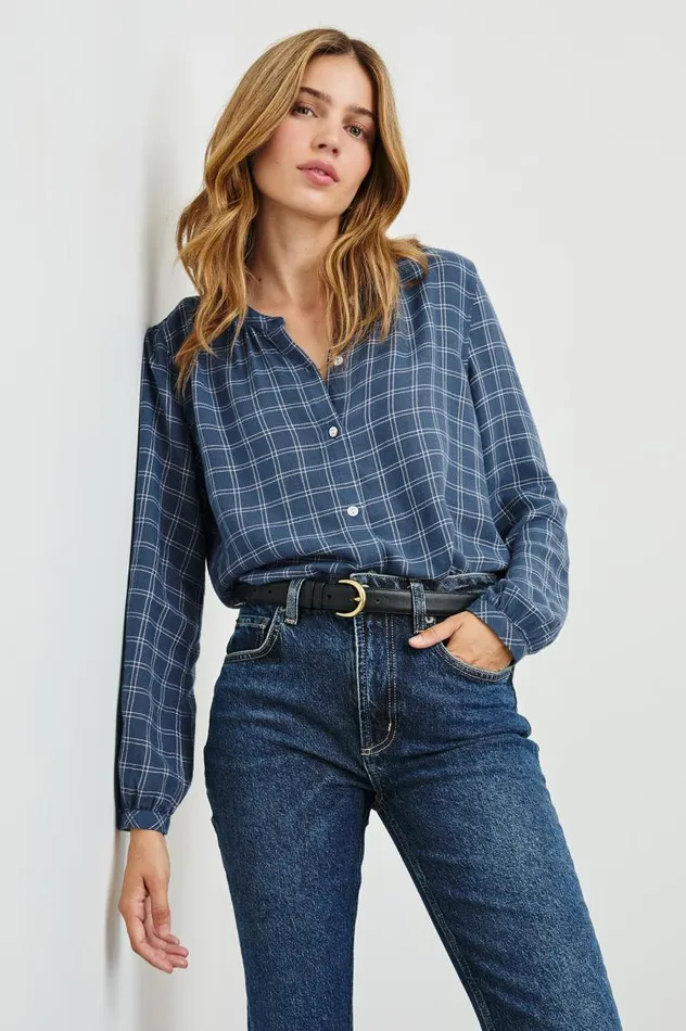 Rails Tops Women ELOISE SHIRT Indigo Ivory Plaid