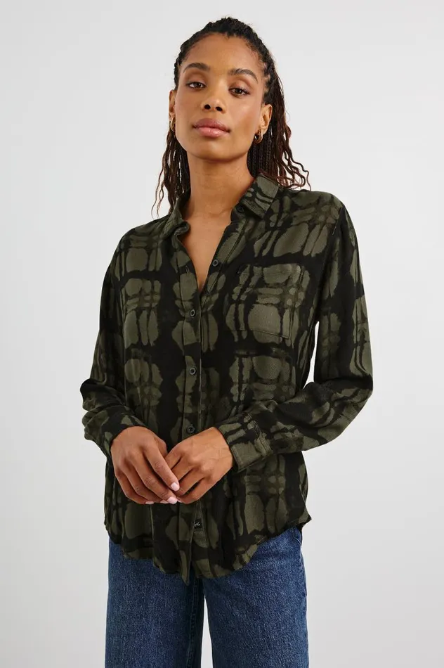 Rails Tops Women HUNTER SHIRT Olive Watercolor Plaid