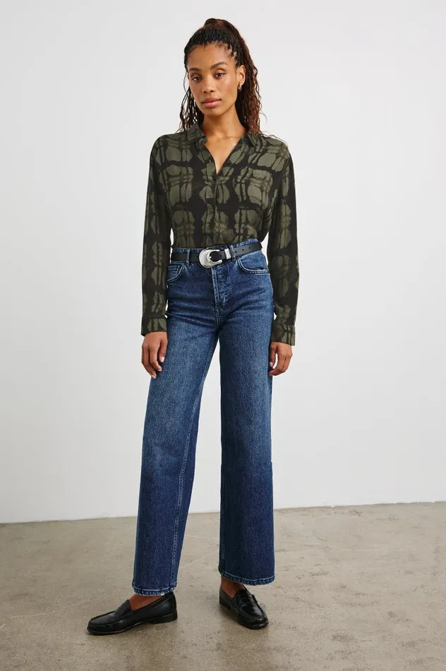 Rails Tops Women HUNTER SHIRT Olive Watercolor Plaid